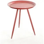 Beistelltisch, Rot, Metall, rund, konisch, Rundrohr, 54x44x54 cm, Wohnzimmer,