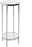 Beistelltisch, Chrom, Metall, Glas, rund, Rundrohr, 28x66x28 cm, offenes Fach,