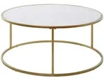 Livetastic Couchtisch, Wei&szlig;, Gold, Metall, Holzwerkstoff, Marmoroptik, rund,