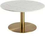 Mid.you Couchtisch Marmor, Wei&szlig;, Messing, Metall, Stein, rund, 80x45x80 cm,...