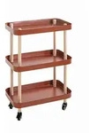 Servierwagen, Natur, Rot, Buche, Holz, Metall, Buche, massiv, rechteckig, 30x76x50