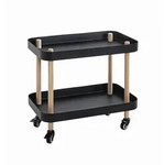 Servierwagen, Natur, Schwarz, Buche, Holz, Metall, Buche, massiv, rechteckig,