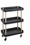 Servierwagen, Natur, Schwarz, Buche, Holz, Metall, Buche, massiv, rechteckig,