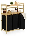 Relaxdays W&auml;schekorbregal, Mehrfarbig, Holz, Textil, 80x105x40 cm, Ordnen &