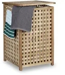 Relaxdays W&auml;schesammler, Hellbraun, Holz, Textil, 45.7x67.5x45.7 cm, Ordnen &