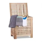 Relaxdays W&auml;schetruhe, Hellbraun, Holz, Holzwerkstoff, Textil, 52.5x55.5x39.5 cm,