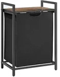 Mid.you W&auml;schekorb, Braun, Schwarz, Metall, Textil, Holzwerkstoff, 65L L,