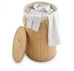 Relaxdays W&auml;schekorb, Hellbraun, Holz, Textil, 41x65x41 cm, Ordnen & Aufbewahren,