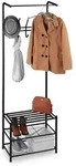 Relaxdays Garderobenst&auml;nder, Schwarz, Metall, 61x183x34 cm, Garderobe,