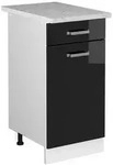 Vicco K&uuml;chenunterschrank, Schwarz Hochglanz, Wei&szlig;, Holzwerkstoff, 1 F&auml;cher, 1