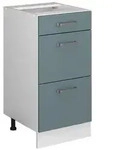 Vicco K&uuml;chenunterschrank, Blaugrau, Wei&szlig;, Holzwerkstoff, 3 F&auml;cher, 3...