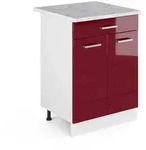 Vicco K&uuml;chenunterschrank, Rot, Wei&szlig;, Holzwerkstoff, 1 F&auml;cher, 1 Schubladen,