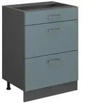 Vicco K&uuml;chenunterschrank, Blaugrau, Anthrazit, Holzwerkstoff, 3 F&auml;cher, 3