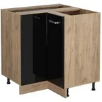 Vicco Eckunterschrank, Schwarz Hochglanz, Eiche, Holzwerkstoff, 1 F&auml;cher,