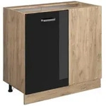 Vicco Eckunterschrank, Schwarz Hochglanz, Honigeiche, Holzwerkstoff, 1 F&auml;cher,