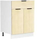 Mid.you K&uuml;chenunterschrank, Wei&szlig;, Honigeiche, Holzwerkstoff, 1 F&auml;cher, 60x82x46