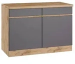 Held K&uuml;chenunterschrank, Grau, Eiche Wotan, Holzwerkstoff, 2 Schublade(n)