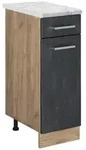 Vicco K&uuml;chenunterschrank, Schwarz, Honigeiche, Holzwerkstoff, 1 F&auml;cher, 1