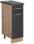 Vicco K&uuml;chenunterschrank, Schwarz, Honigeiche, Holzwerkstoff, 1 F&auml;cher, 1
