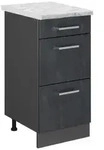 Vicco K&uuml;chenunterschrank, Schwarz, Anthrazit, Holzwerkstoff, 3 F&auml;cher, 3