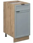 Vicco K&uuml;chenunterschrank, Hellblau, Honigeiche, Holzwerkstoff, 3 F&auml;cher, 1