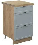 Vicco K&uuml;chenunterschrank, Hellblau, Honigeiche, Holzwerkstoff, 3 F&auml;cher, 3