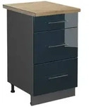 Vicco K&uuml;chenunterschrank, Dunkelblau, Anthrazit, Holzwerkstoff, 3 F&auml;cher, 3