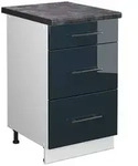 Vicco K&uuml;chenunterschrank, Dunkelblau, Wei&szlig;, Holzwerkstoff, 3 F&auml;cher, 3...