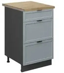Vicco K&uuml;chenunterschrank, Hellblau, Anthrazit, Holzwerkstoff, 3 F&auml;cher, 3