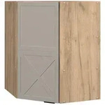 Vicco Eckh&auml;ngeschrank, Grau, Honigeiche, Holzwerkstoff, 3 F&auml;cher, Formgebogen,