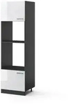 Vicco Mikrowellenschrank, Wei&szlig; Hochglanz, Anthrazit, Holzwerkstoff, 4 F&auml;cher,