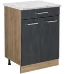 Vicco K&uuml;chenunterschrank, Schwarz, Honigeiche, Holzwerkstoff, 1 F&auml;cher, 1