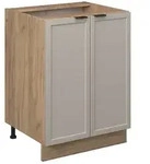 Vicco K&uuml;chenunterschrank, Grau, Honigeiche, Holzwerkstoff, 2 F&auml;cher,...