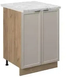 Vicco K&uuml;chenunterschrank, Grau, Honigeiche, Holzwerkstoff, 2 F&auml;cher,...