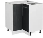 Vicco Eckunterschrank, Schwarz, Wei&szlig;, Holzwerkstoff, 1 F&auml;cher, Formgebogen,