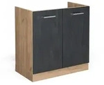 Vicco Sp&uuml;lenunterschrank, Schwarz, Honigeiche, Holzwerkstoff, 1 F&auml;cher,...