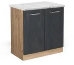 Vicco Sp&uuml;lenunterschrank, Schwarz, Honigeiche, Holzwerkstoff, 1 F&auml;cher,...