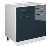 Vicco K&uuml;chenunterschrank, Dunkelblau, Wei&szlig;, Holzwerkstoff, 1 F&auml;cher, 2...