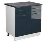 Vicco K&uuml;chenunterschrank, Dunkelblau, Wei&szlig;, Holzwerkstoff, 1 F&auml;cher, 2...
