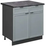 Vicco K&uuml;chenunterschrank, Hellblau, Anthrazit, Holzwerkstoff, 3 F&auml;cher, 2