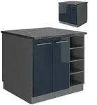 Vicco K&uuml;cheninsel, Dunkelblau, Anthrazit, Holzwerkstoff, Rechteckig, 90x82x60...