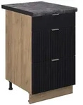 Vicco K&uuml;chenunterschrank, Schwarz, Honigeiche, Holzwerkstoff, 3 F&auml;cher, 3