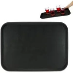 Relaxdays Serviertablett, Schwarz, Kunststoff, 56x2.5x41 cm, Tischkultur & Servieren,