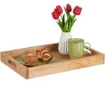 Relaxdays Serviertablett, Hellbraun, Holz, Holzwerkstoff, 46x5x31 cm, Tischkultur &