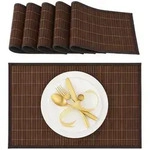 Relaxdays Tischset, Braun, Holz, Textil, Rechteckig, 45x0.3x30 cm,...