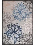 Novel Outdoorteppich Floral, Blau, Grau, Wei&szlig;, Textil, Bl&auml;tter, rechteckig, 200x290
