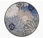 Novel Outdoorteppich Floral, Blau, Grau, Textil, Bl&auml;tter, rund, Oeko-Tex&reg;...