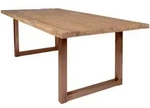 Mid.you Esstisch, Braun, Natur, Holz, Metall, Teakholz, massiv, rechteckig, Kufe,