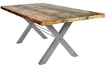 Mid.you Esstisch, Mehrfarbig, Silber, Holz, Metall, Altholz, massiv, rechteckig,