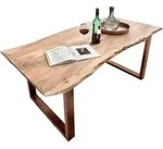 Mid.you Esstisch, Braun, Natur, Holz, Metall, Akazie, massiv, rechteckig, Kufe,